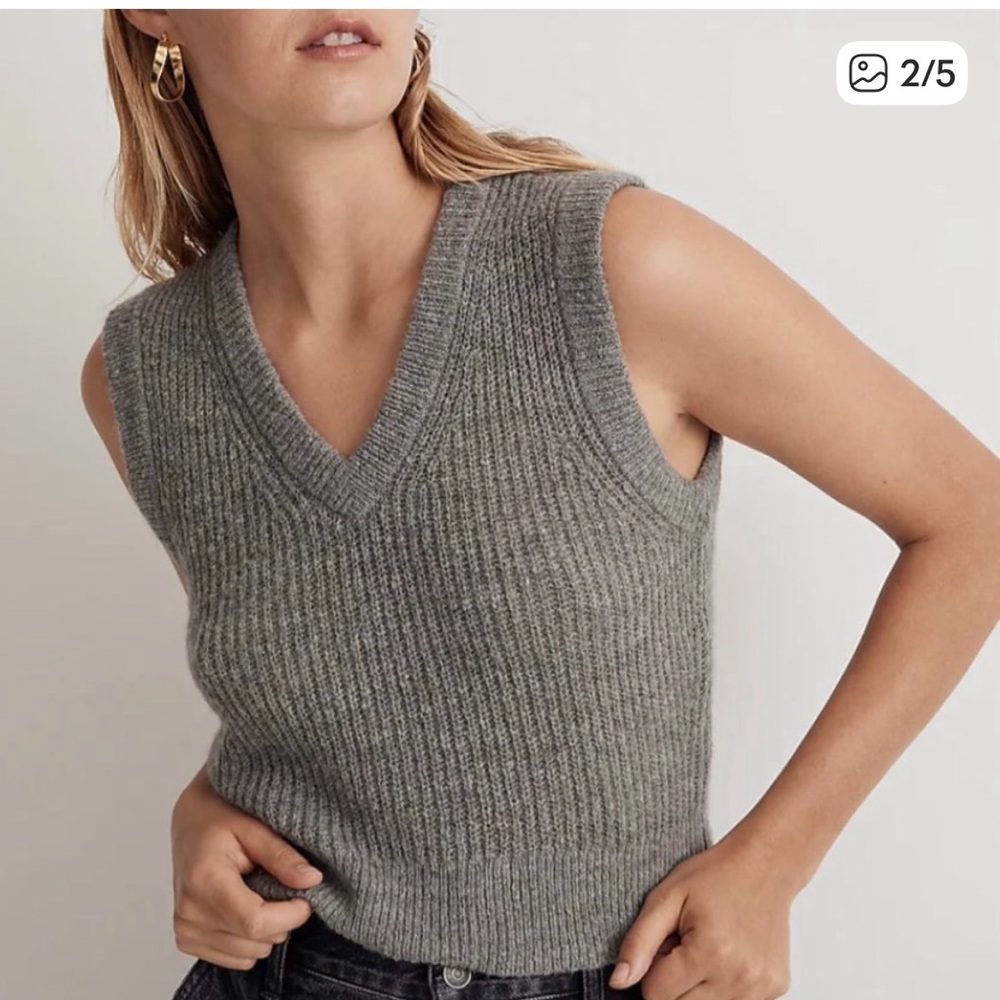 NWT Madewell Gray Knit Sweater Vest
